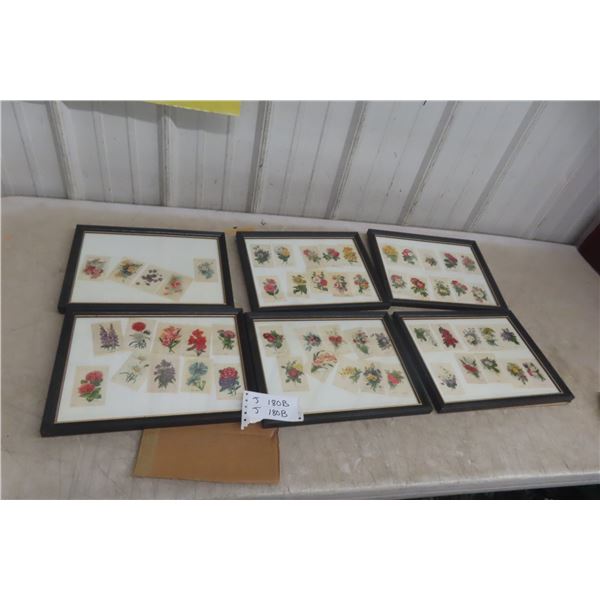 55 Vintage Floral Tobacco Silks 1920s–30s All Framed