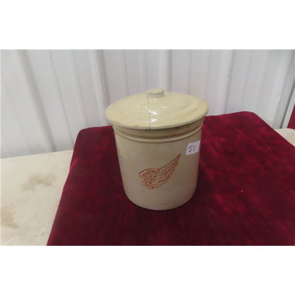 Red Wing Stoneware Crock 1 Gallon With Lid (Lid has crack)
