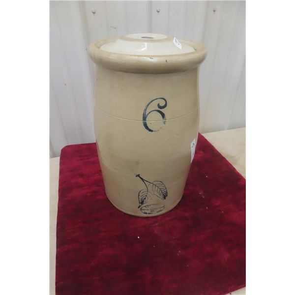 Red Wing 6 Gallon Stoneware Butter Churn With Birch Leaf & Lid