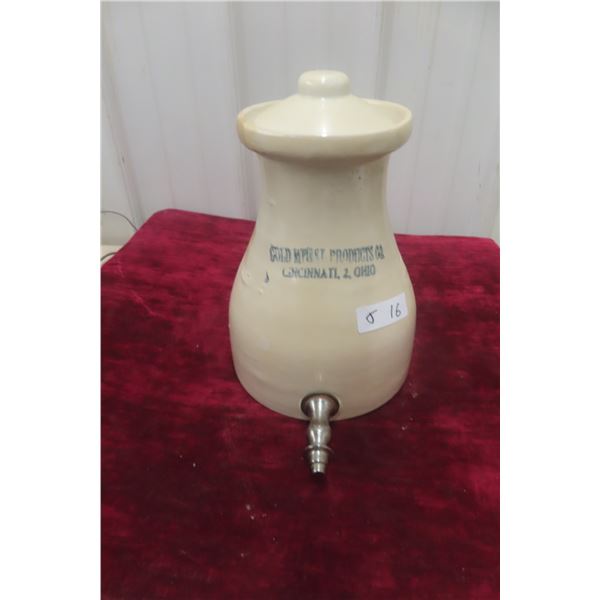 Gold Mfg Products Stoneware Crock Dispenser With Lid 2 Gal