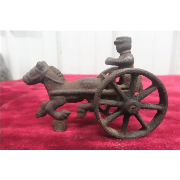 Antique Cast Iron Horse & Sulky Cart w Driver Early 1900s Hubley Mfg