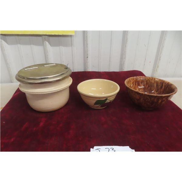Stoneware Food Warmer Server With 2 Bowls