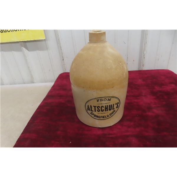From Altschul's Stoneware Advertising Jug 1 Gallon Early 1900s