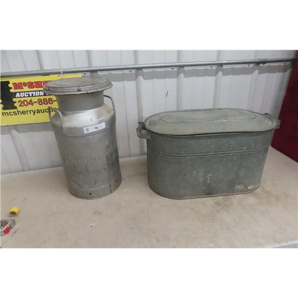 Modern Dairy Cream Can And Galvanized Pail Tub With Lid