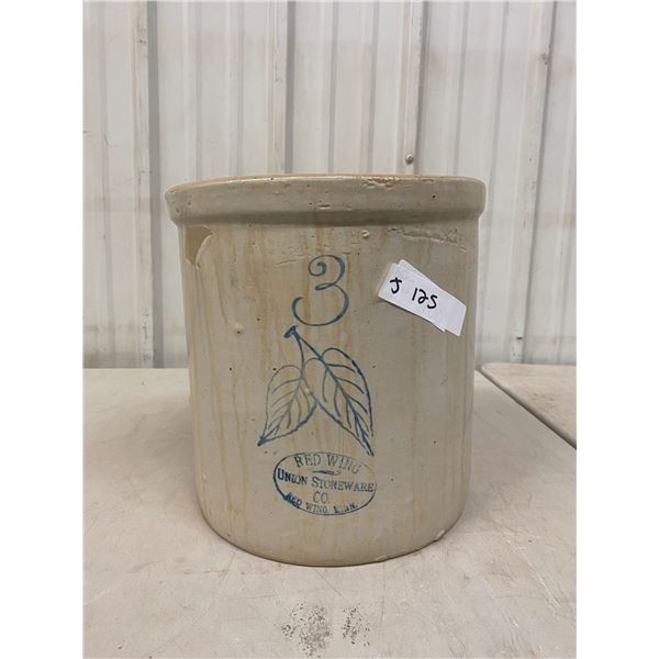 Red Wing 3 Gallon Stoneware Crock Birch Leaf Blue