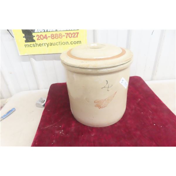 Red Wing 4 Gallon Stoneware Crock With Red Wing Lid