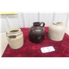 Image 1 : 3 Stoneware Crocks And 1/2 Gal Jug With Lid, Including One Red Wing