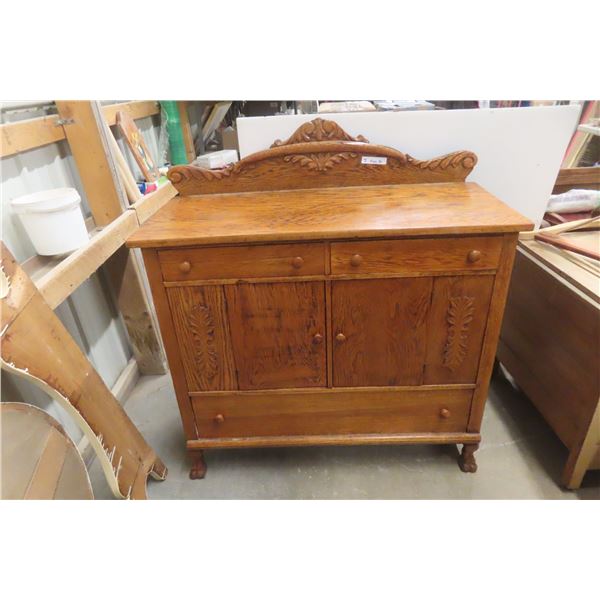 Oak Buffet With Claw Feet, 48" x 44" x 20"
