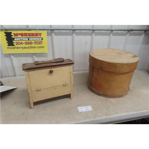 Shoe Shine Box With Accessories And Cheese Box