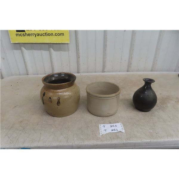 3 Stoneware Crocks And Jugs