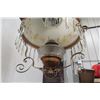 Image 3 : Victorian Hanging Brass Lamp With Hand Painted Milk Glass Shade