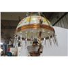 Image 5 : Victorian Hanging Brass Lamp With Hand Painted Milk Glass Shade
