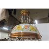 Image 8 : Victorian Hanging Brass Lamp With Hand Painted Milk Glass Shade