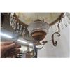 Image 9 : Victorian Hanging Brass Lamp With Hand Painted Milk Glass Shade