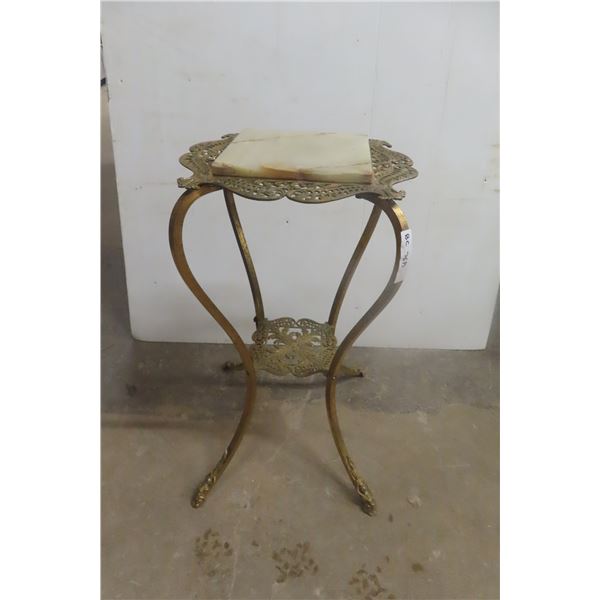 Fancy Brass And Marble Victoria Plant Stand 29" x 16" x 16"