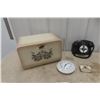 Image 1 : Retro Metal Breadbox, Rotary Telephone, Renown Alarm Clock