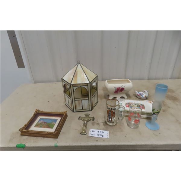 Stained Glass Wall Picture, McCoy Vase and More