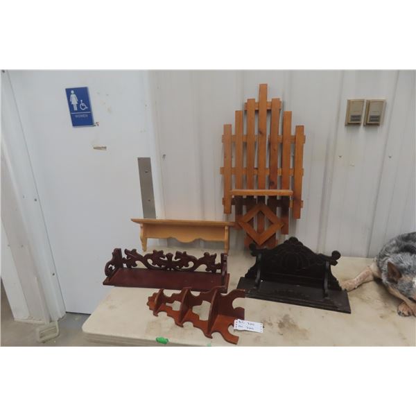5 x Wood Shelfs, Wall Mount, One Corner, Soap Stone, and More