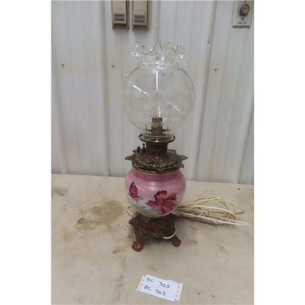 Antique Gone With The Wind Lamp Converted To Electrical