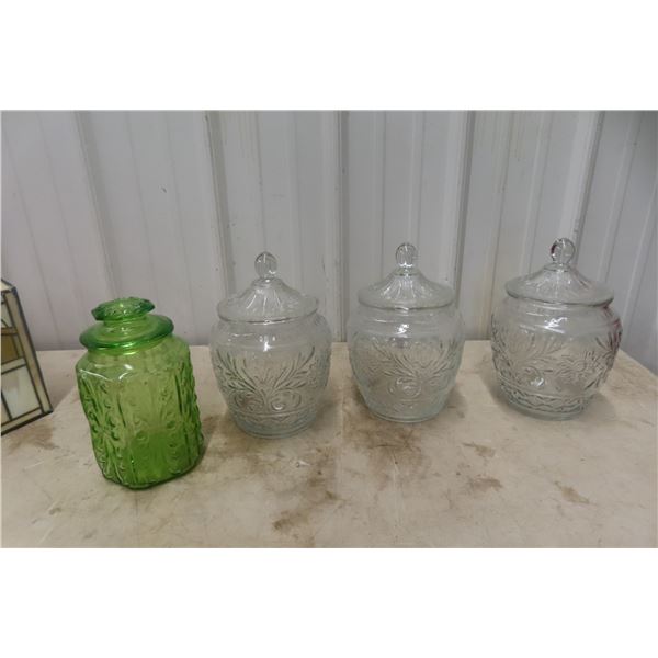 Set Of 3 Cut Glass Bowls + Depression Green One 4 Total