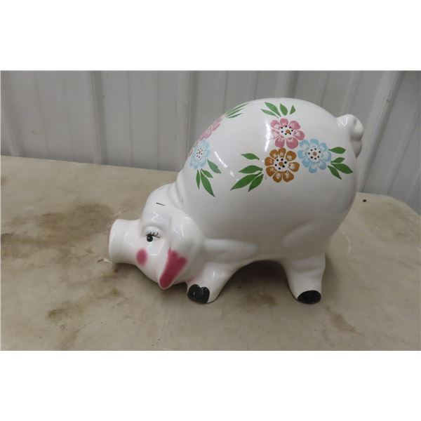 Ceramic Posing Piggy Bank 12" Long 10" High