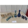 Image 1 : 2x Cobalt Decanters With Silver Inlay + Shot Glasses 4