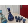 Image 2 : 2x Cobalt Decanters With Silver Inlay + Shot Glasses 4