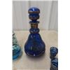 Image 3 : 2x Cobalt Decanters With Silver Inlay + Shot Glasses 4