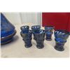 Image 4 : 2x Cobalt Decanters With Silver Inlay + Shot Glasses 4