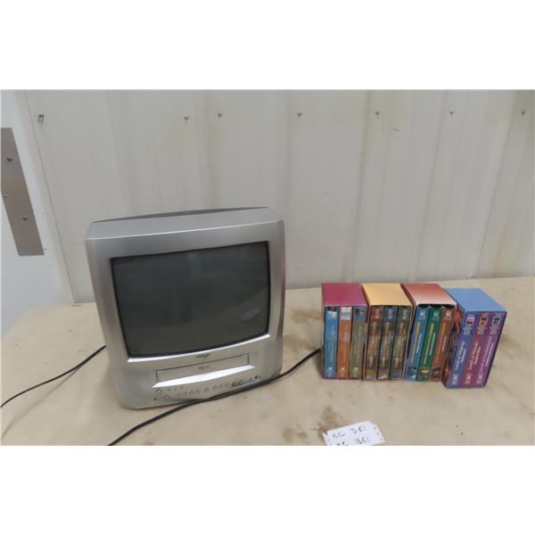 RCA 14" TV w/ Built in VHS + VHS Movies