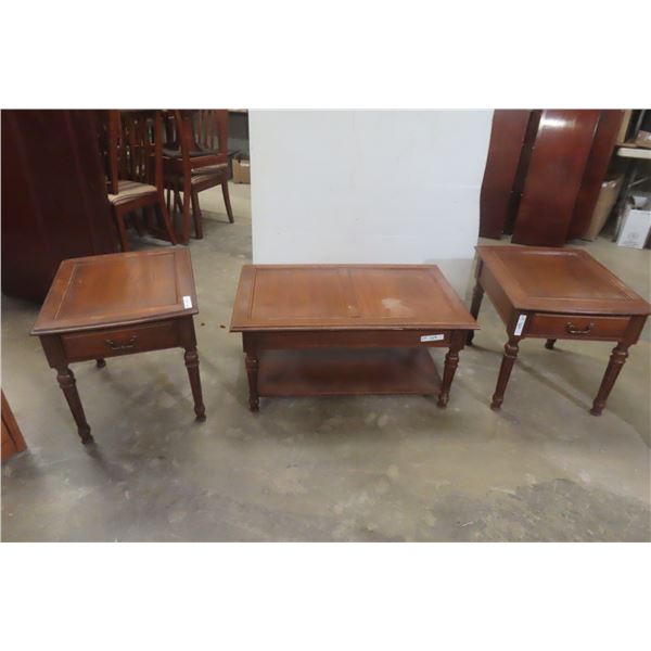 Coffee Table 17" x 24" x 37" and 2 End Tables 21" x 25" x 25"