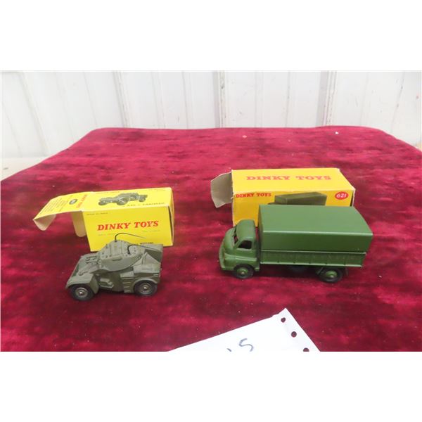 2x Dinky Milling w/ Boxes, 3 Ton Army Wagon #621 And Auto-Mitrailleuse #814