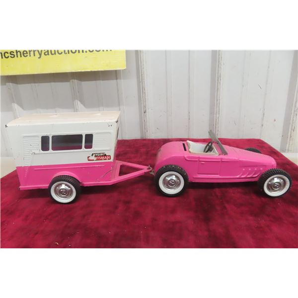 Ny-Lint Sportsman Bronco Hot Rod Trailer, 1960s, Total Length 12"