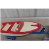 Image 12 : Tonka Jeep Runabout w/ Boat and Trailer, 1960s, Jeep/Trailer Metal, Boat Plastic, 24" Total Length