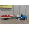 Image 9 : Tonka Jeep Runabout w/ Boat and Trailer, 1960s, Jeep/Trailer Metal, Boat Plastic, 24" Total Length