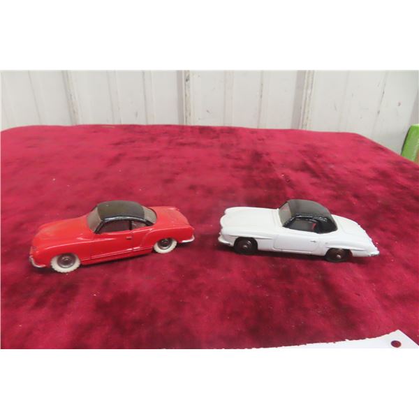 2x Dinky Cars, Mercedes 24H And Volkswagen Karmann, 4" Long