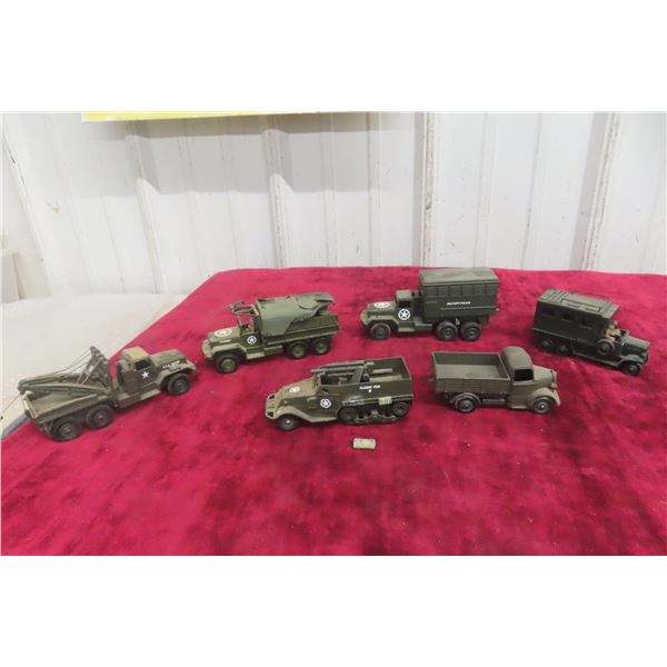 6x Military Dinky Vehicles, Biggest 5 1/2" Long