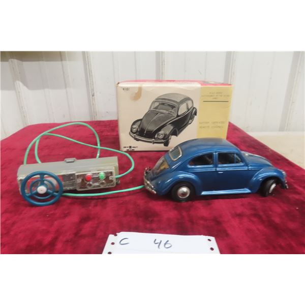 Bandai Volkswagen Sedan, Battery Operated Remote Control, w/ Box, 1960s, 8" Long