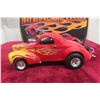 Image 1 : Acme 1941 Red Flamed Willys Gasser, 1/18 Scale Die Cast, Limited Edition, 1 Of 408 Produced, w/ Box