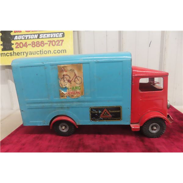 Tri-Ang No. 200 Tin Plate Transport Van, Made In England By Lines Bros, 1950s, 18 1/2" Long