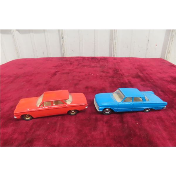 2x Dinky Cars, Chevrolet Corvair 552 And Ford Fairlane, 4" Long