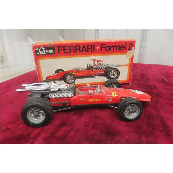 Schuco 1073 Ferrari Formula 2 Wind-Up Race Car, 1/18 Scale, 1960s, Tin And Plastic, In Box