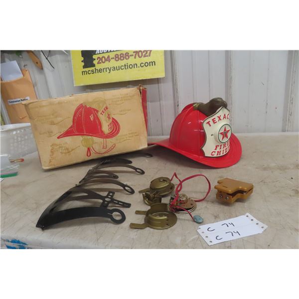 Texaco Fire Chief Toy Helmet, 1950s–1960s, Original Texaco Station Promotion, With Accessories And