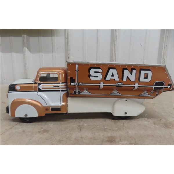 Marx Sand And Gravel Dump Truck, Tin Lithograph, 1960, 13" Long