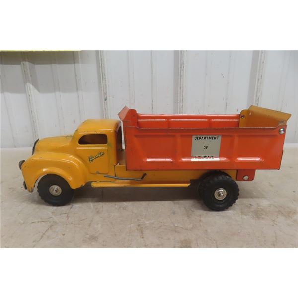 Lincoln Department Of Highways Dump Truck, Pressed Steel, 1940s–1950s, 16" Long