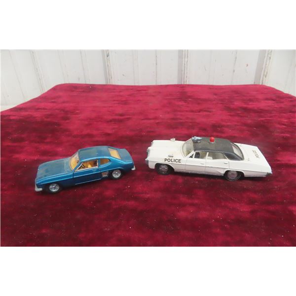2x Dinky Cars, Police Pontiac Parisienne 5" And Ford Capri 4"