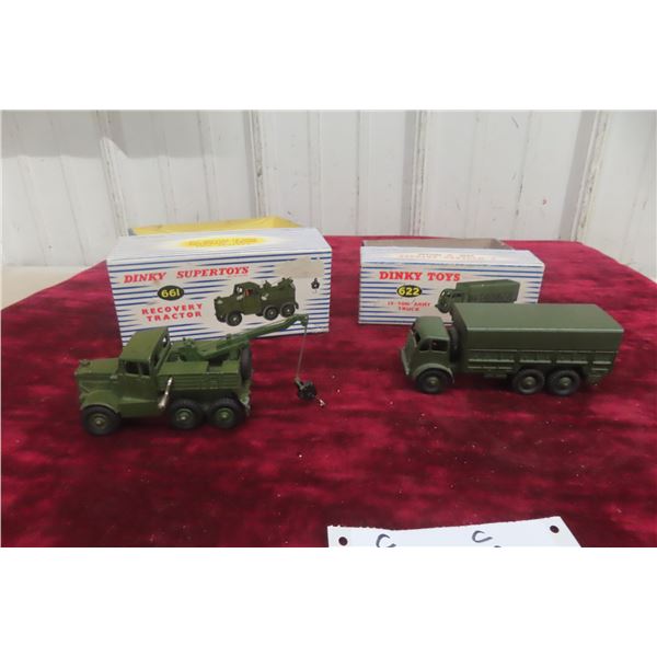 2x Military Dinky In Boxes Including Recovery Truck 661 4" Plus Boom And 10 Ton Army Truck 622 5"