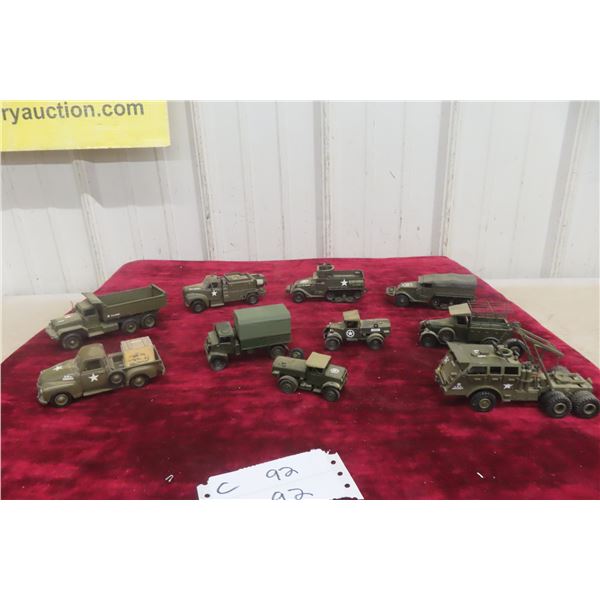 10x Military Mixed Brand Vehicles Including Solido And Matchbox