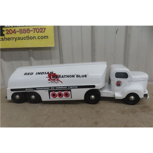 Otaco Minnitoy Red Indian Tanker Truck And Trailer, Pressed Steel, 1940s–1950s, 28" Long, Professio