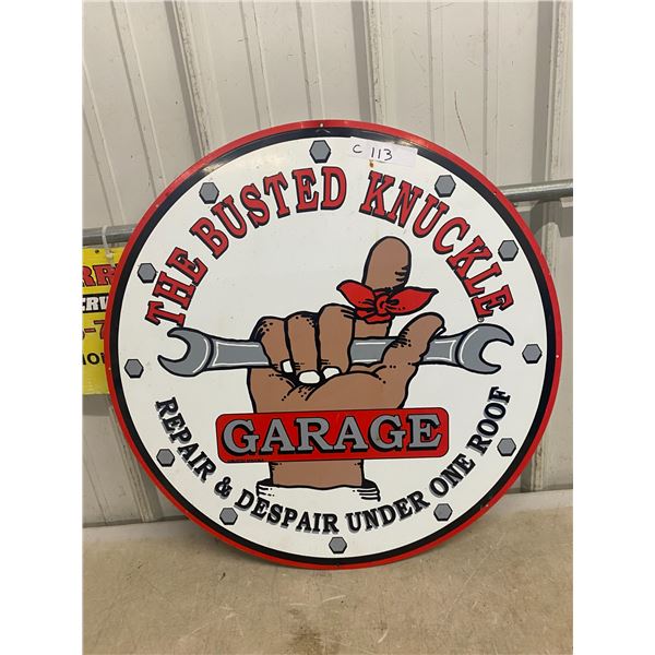 Busted Knuckle Garage Metal Sign, Not Too Old, 25 1/2" Diameter